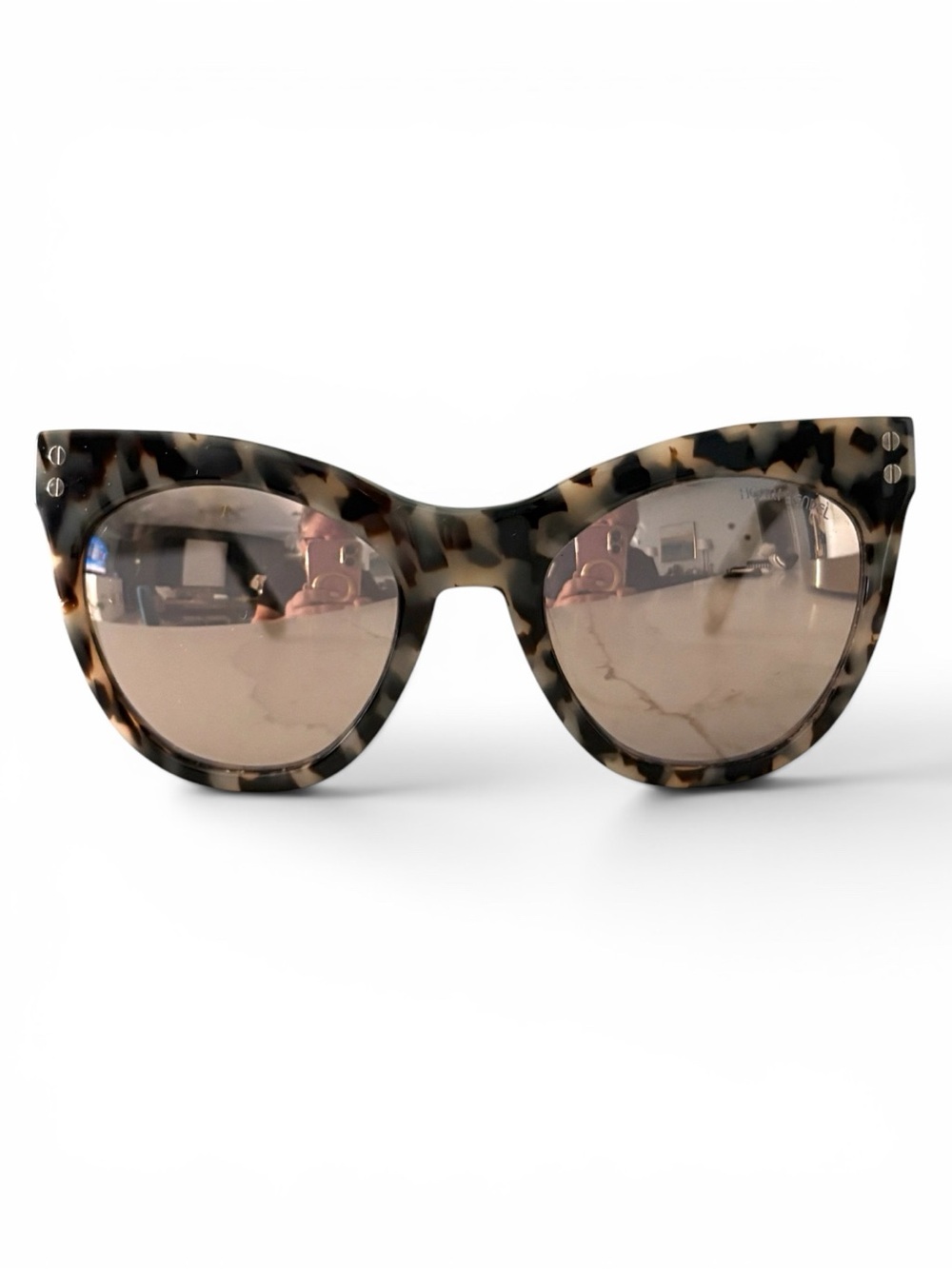 henri bendel Carmen Tortoiseshell Cat-Eye Sunglasses with Greige Mirrored Lenses